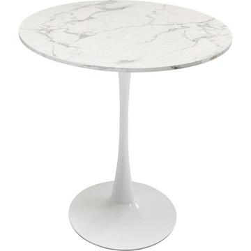 Table Schickeria aspect marbre blanc ronde années 80