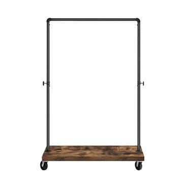 Appendiabiti su ruote con tubi industriali in metallo nero - H162 cm