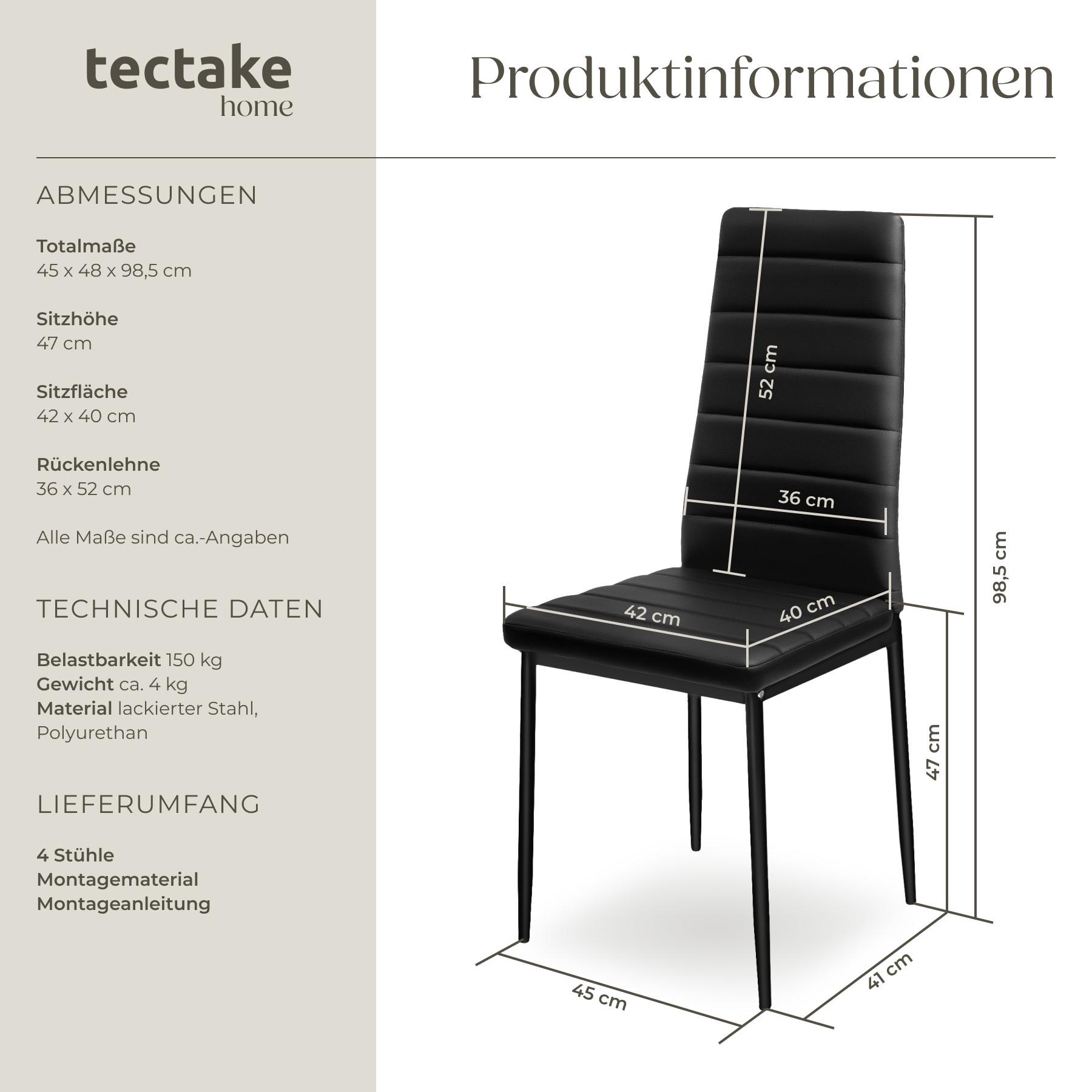 Tectake Esszimmerstühle Kunstleder  