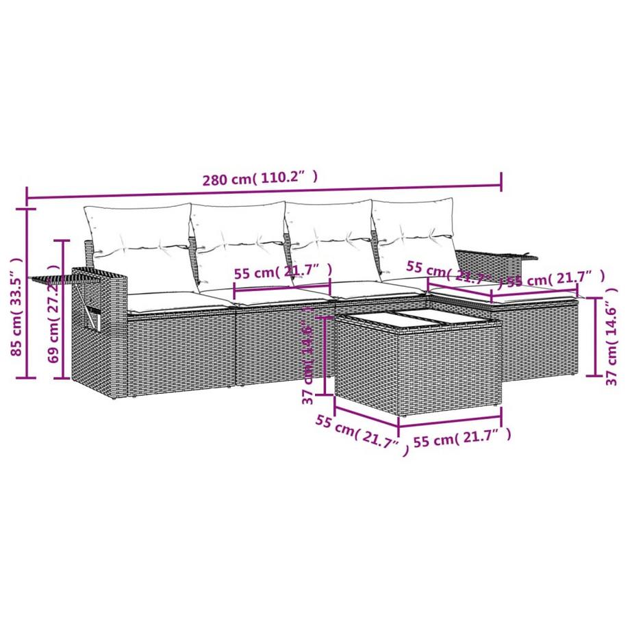 VidaXL Ensemble de canapés de jardin rotin synthétique  