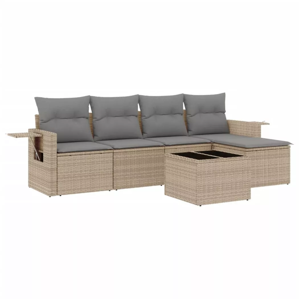 Salon de jardin modulable Vidaxl rotin beige 6 pieces x 62 x 69