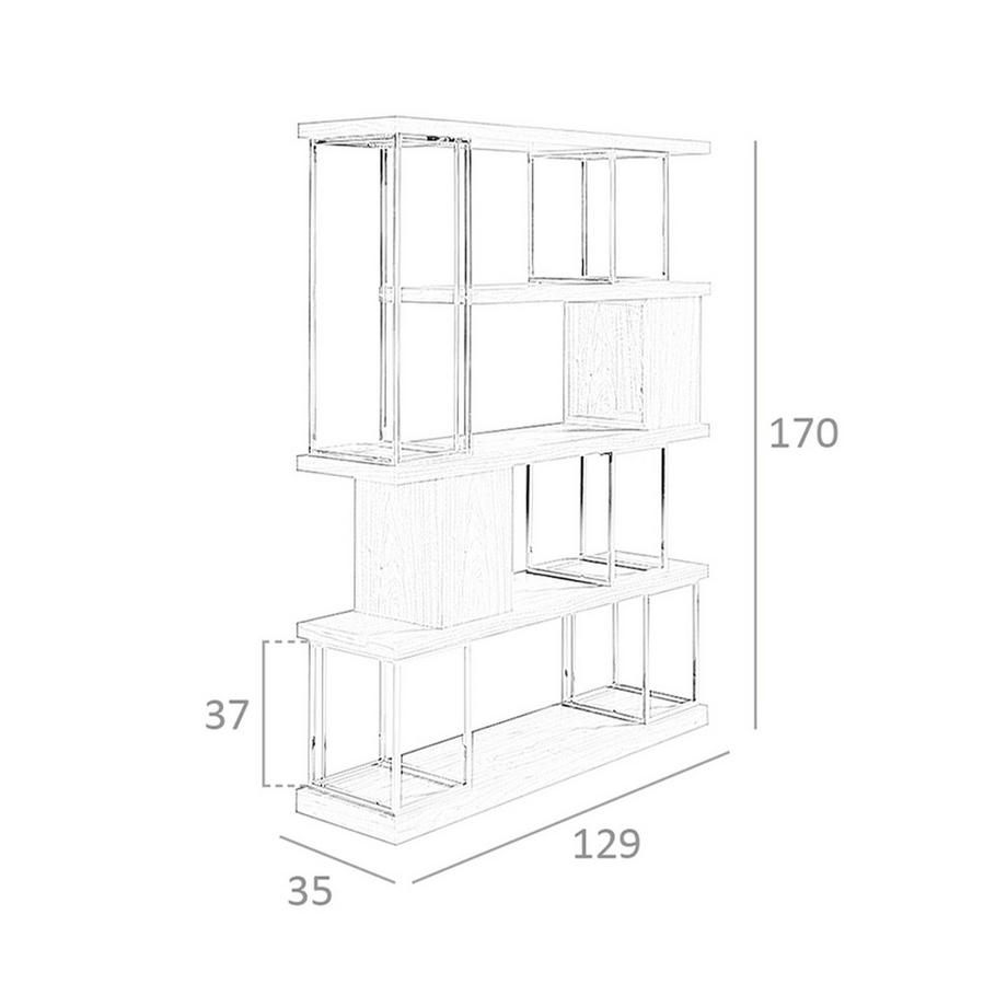ANGEL CERDA Regal aus Nussbaum und verchromtem Edelstahl  