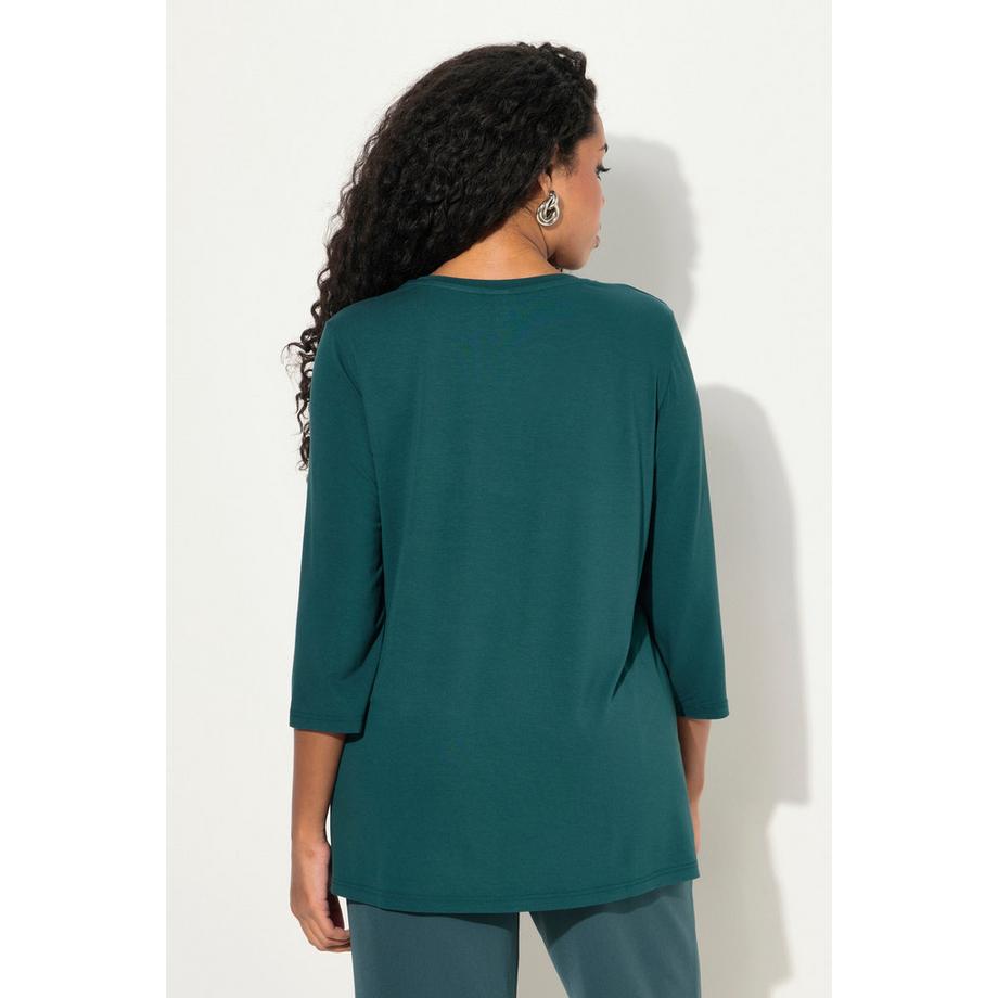 Ulla Popken T-shirt Strass Linea A Scollo V Maniche Lunghe  