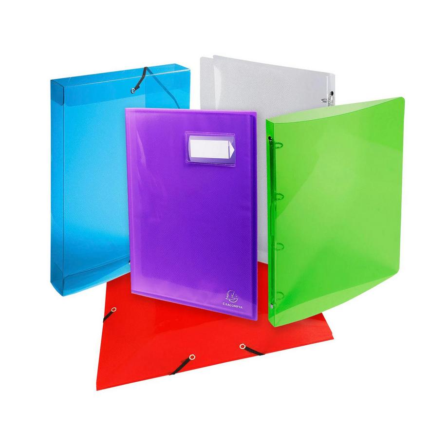 Exacompta Classeur 2 anneaux 15 mm polypropylène Crystal colours - A4 - x 20  