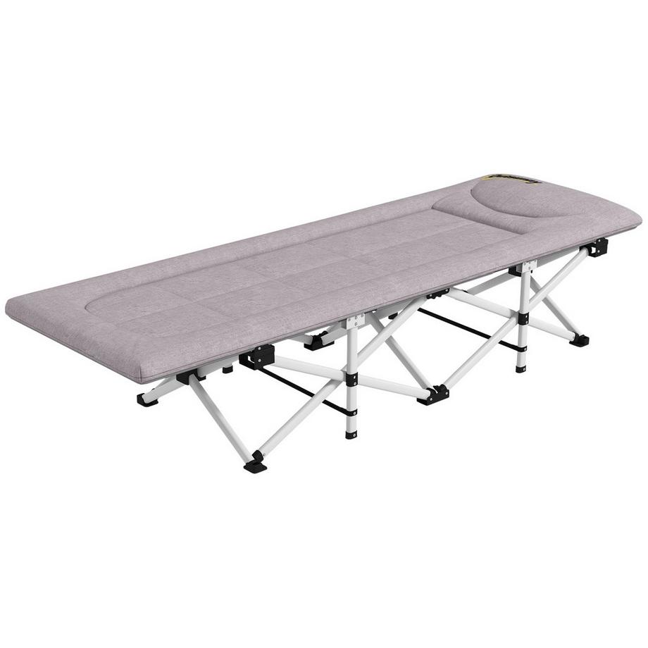 Northio  Feldbett, Faltbares Campingbett Mit Aufbewahrungstasche, Campingliege Mit Tragetasche, Bis 200 Kg Belastbar, Oxford, Grau, 200 X 65 X 42 Cm 