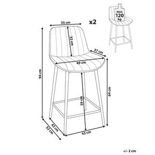 Beliani Set mit 2 Barstühlen aus Samtstoff Retro DUBROVNIK  