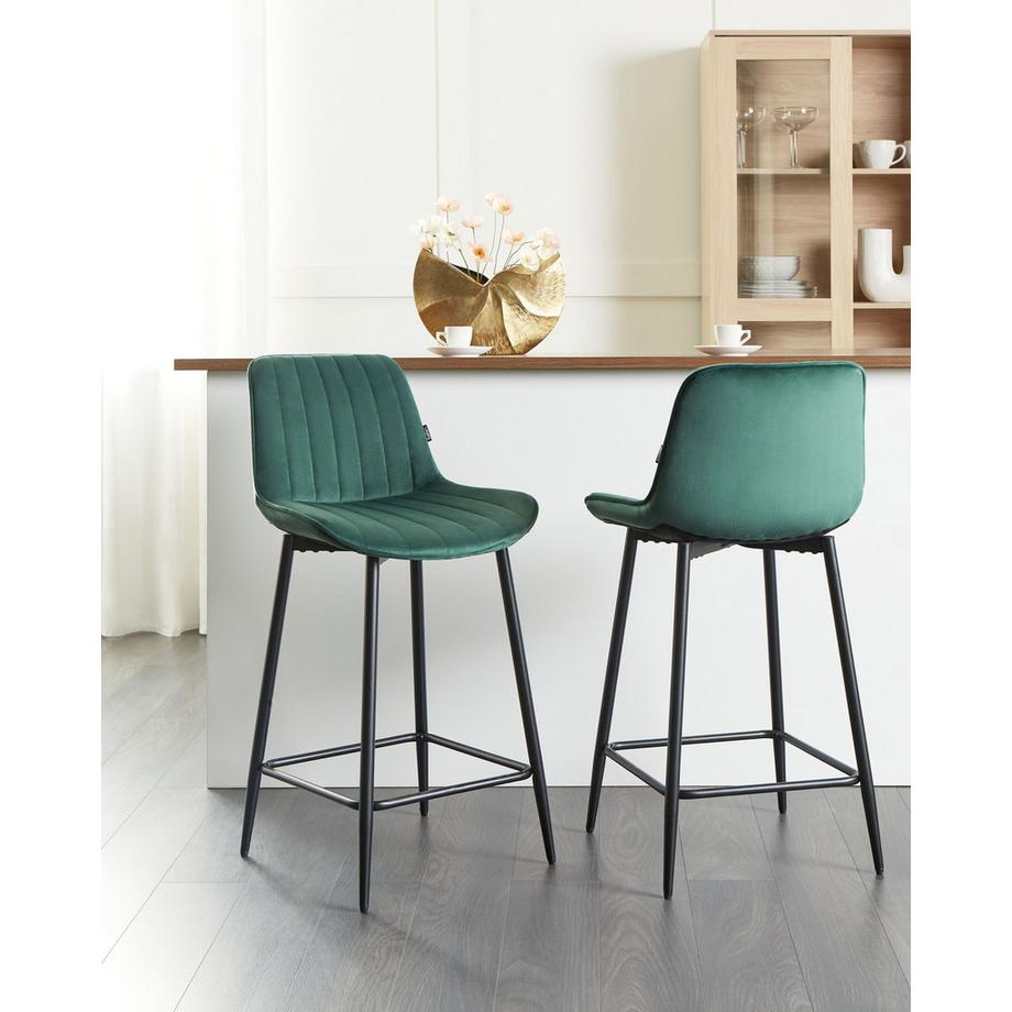 Beliani Set mit 2 Barstühlen aus Samtstoff  DUBROVNIK  