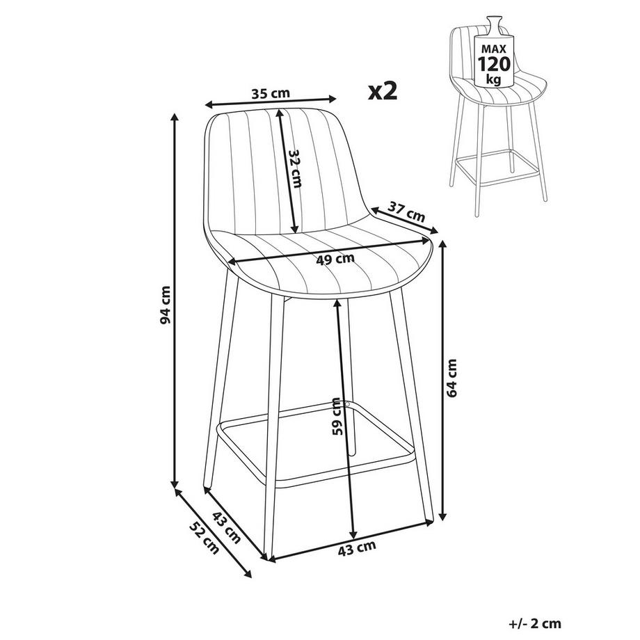 Beliani Set mit 2 Barstühlen aus Samtstoff  DUBROVNIK  