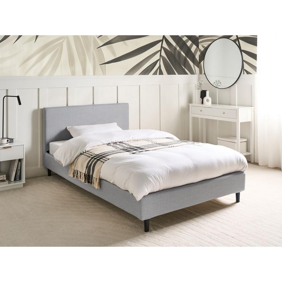 Beliani Lit avec sommier en Tissu Scandinave FITOU  