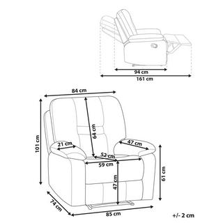 Beliani Fauteuil inclinable en Polyester Traditionnel BERGEN  