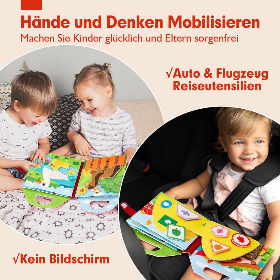 Activity-board  Busy Board 3D Felt Farm Quiet Book Förderung der Feinmotorik 