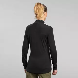FORCLAZ T-shirt mérinos manches longues col zip femme - MT500  Noir