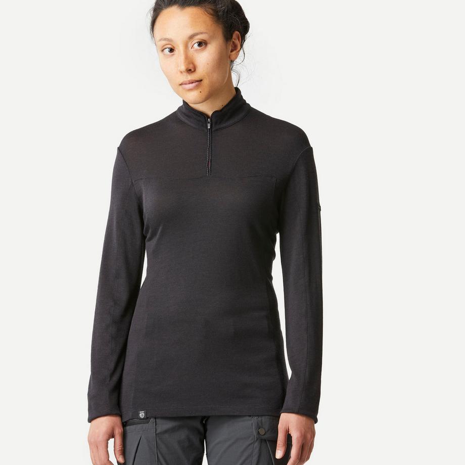 Maglia maniche lunghe donna collo zip - merino
