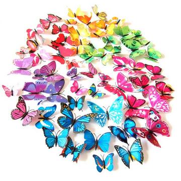 24 pcs 3D papillons stickers muraux déco multicolor