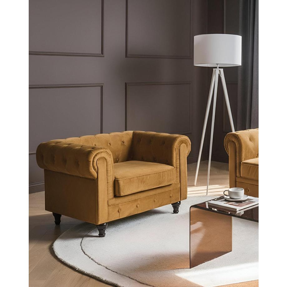 Beliani Fauteuil en Velours Glamour CHESTERFIELD  