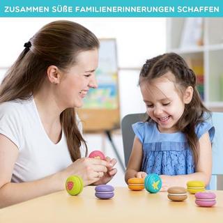 Activity-board  Kinderküche Zubehör aus Holz: 8 Bunte Macarons mit Klettverschluss für Kinder ab 2 3 4 Jahren, 