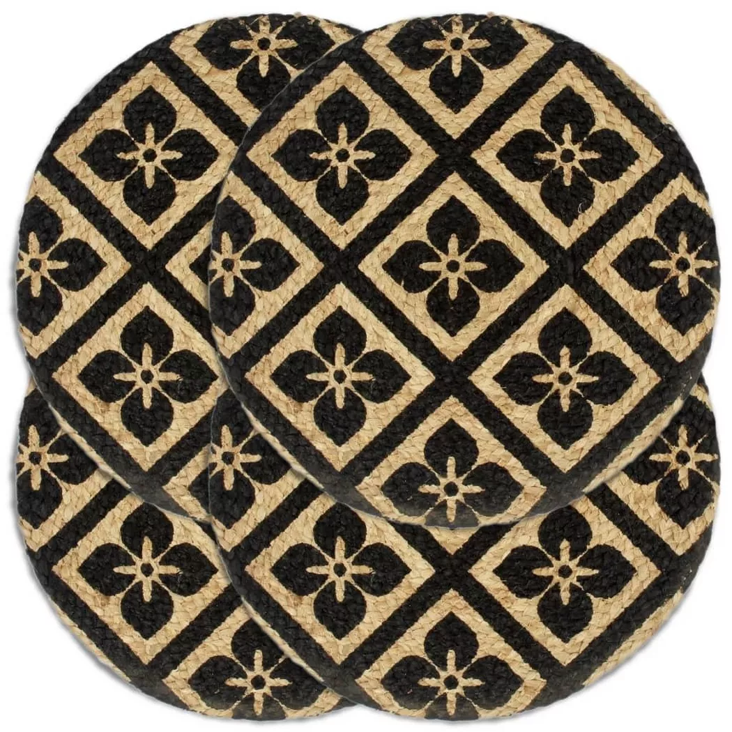 vidaXL Placemats 4 st rond 38 cm jute zwart133868