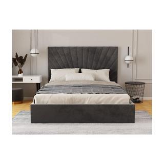 PASCAL MORABITO Lit coffre 140 x 190 cm - Velours - Gris anthracite + Matelas - RILIODA de Pascal Morabito  