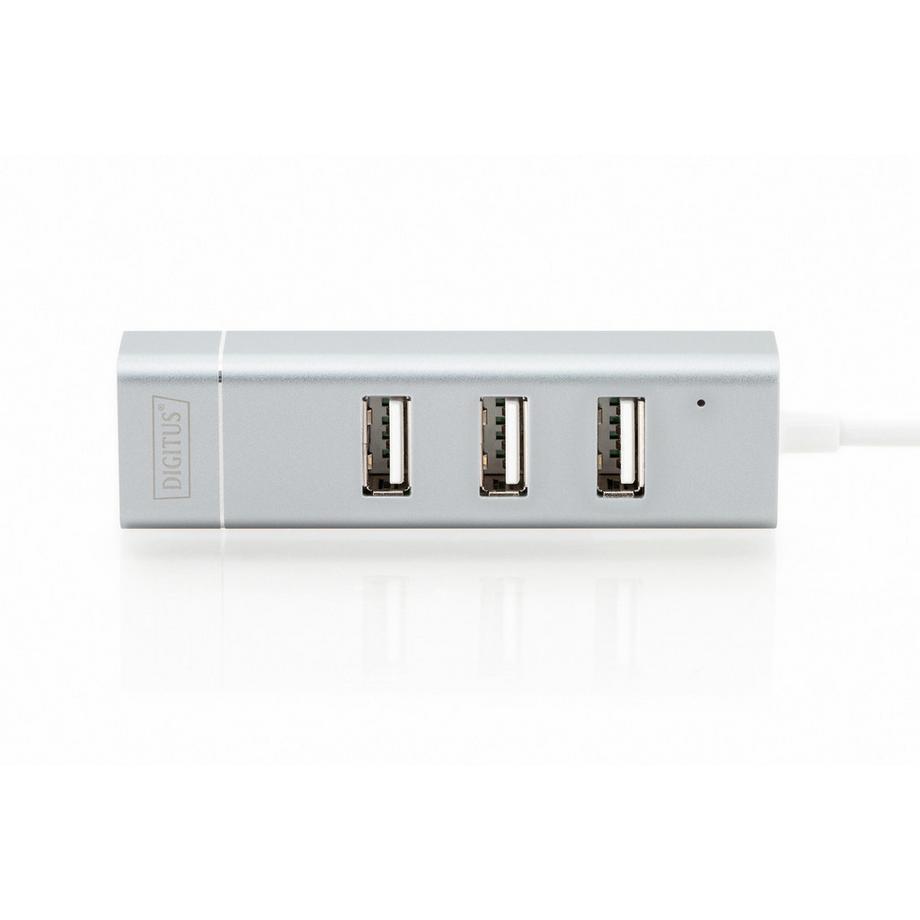 Digitus  Hub USB 2.0 3 porte e adattatore LAN Fast Ethernet con connettore Type-C™ 