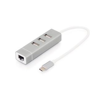 Digitus  USB Typ-C™ 3-Port Hub + Fast Ethernet LAN-Adapter 