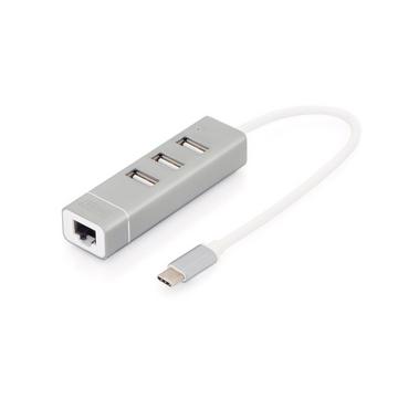 USB Type-C™ 3-Port Hub + Fast Ethernet LAN-Adapter