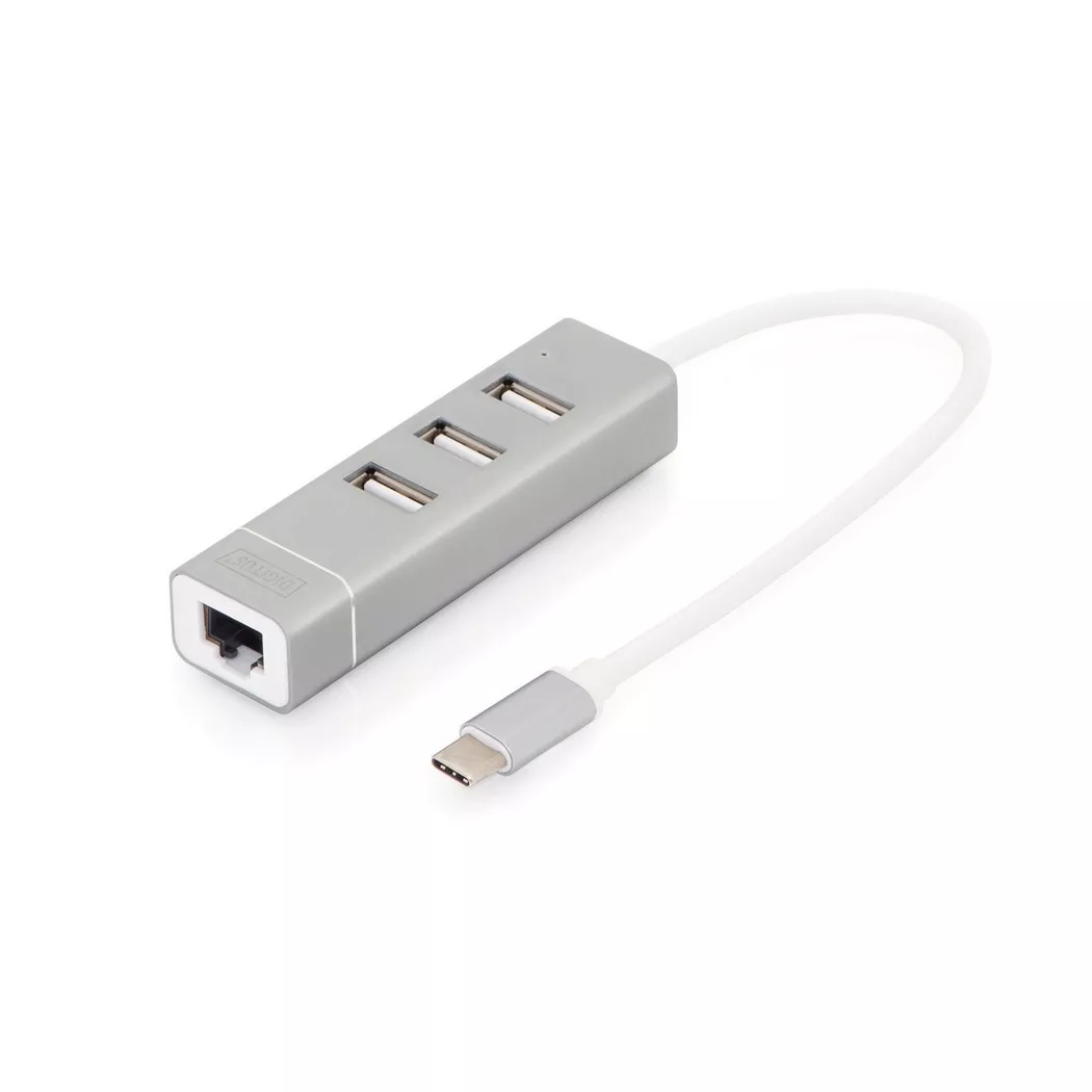 Digitus USB Type-CTM 3-Port Hub + Fast Ethernet LAN Adapter