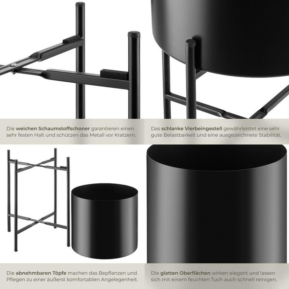 Tectake Support de plantes MINE Lot de 2 au style industriel  