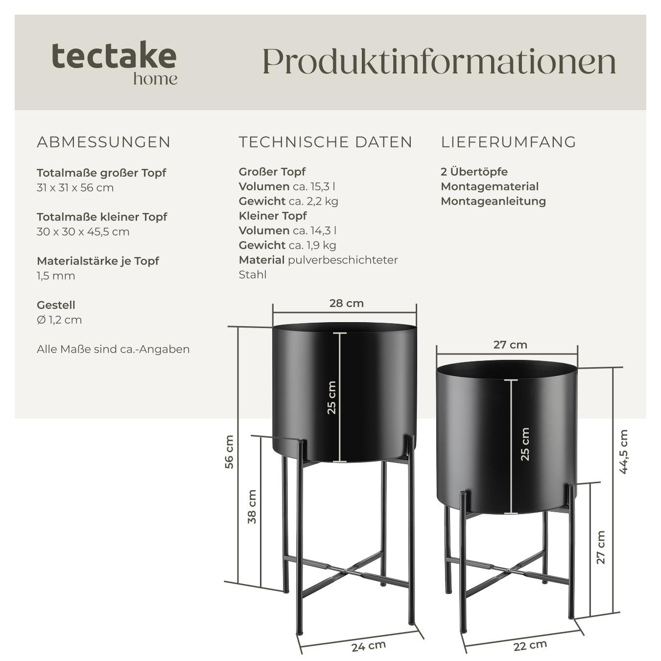 Tectake Support de plantes MINE Lot de 2 au style industriel  