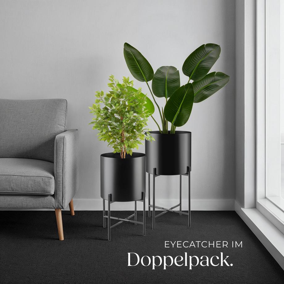 Tectake Support de plantes MINE Lot de 2 au style industriel  