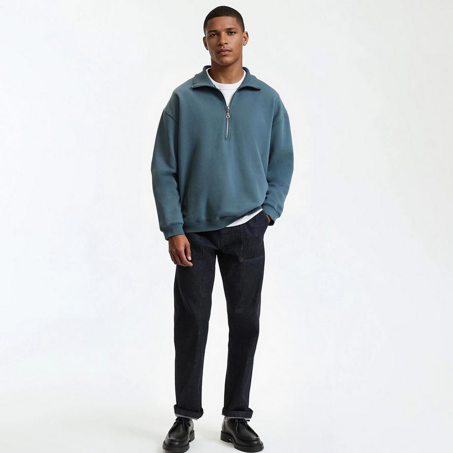 La Redoute Collections Sweat Col Camionneur Zippé Stonewashed  