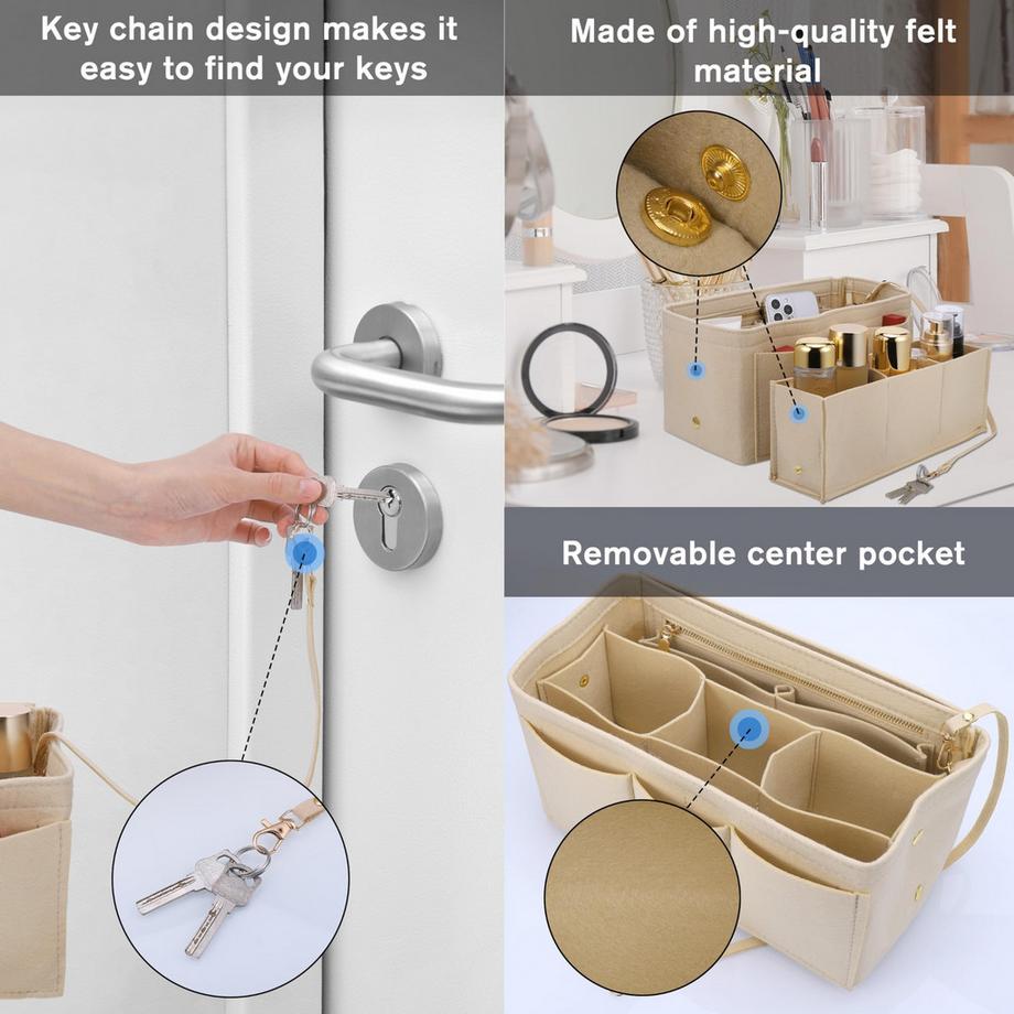 Alopini  Handtaschen-Organisator, Filz-Taschen-Organisator, Tasche in Tasche-Organisator, Taschen-Organisator Shopper 