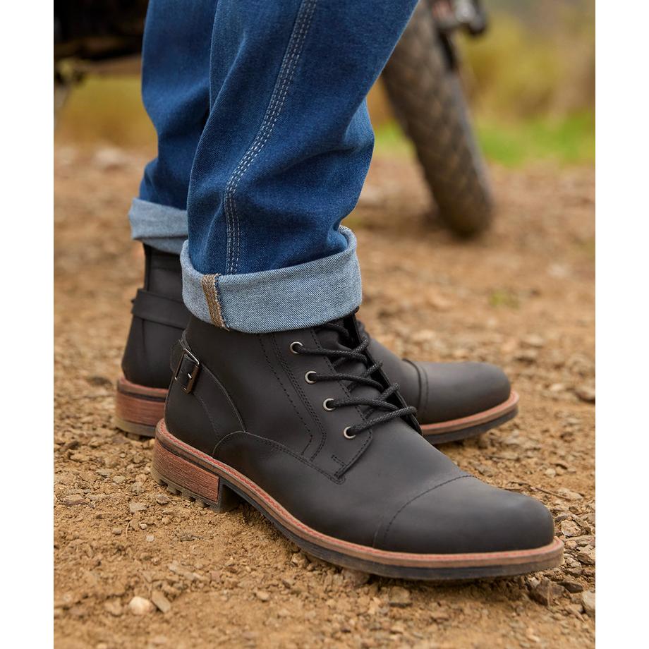 Joe Browns  Stollensohle Schnalle und Reißverschluss Leder Army Boots 