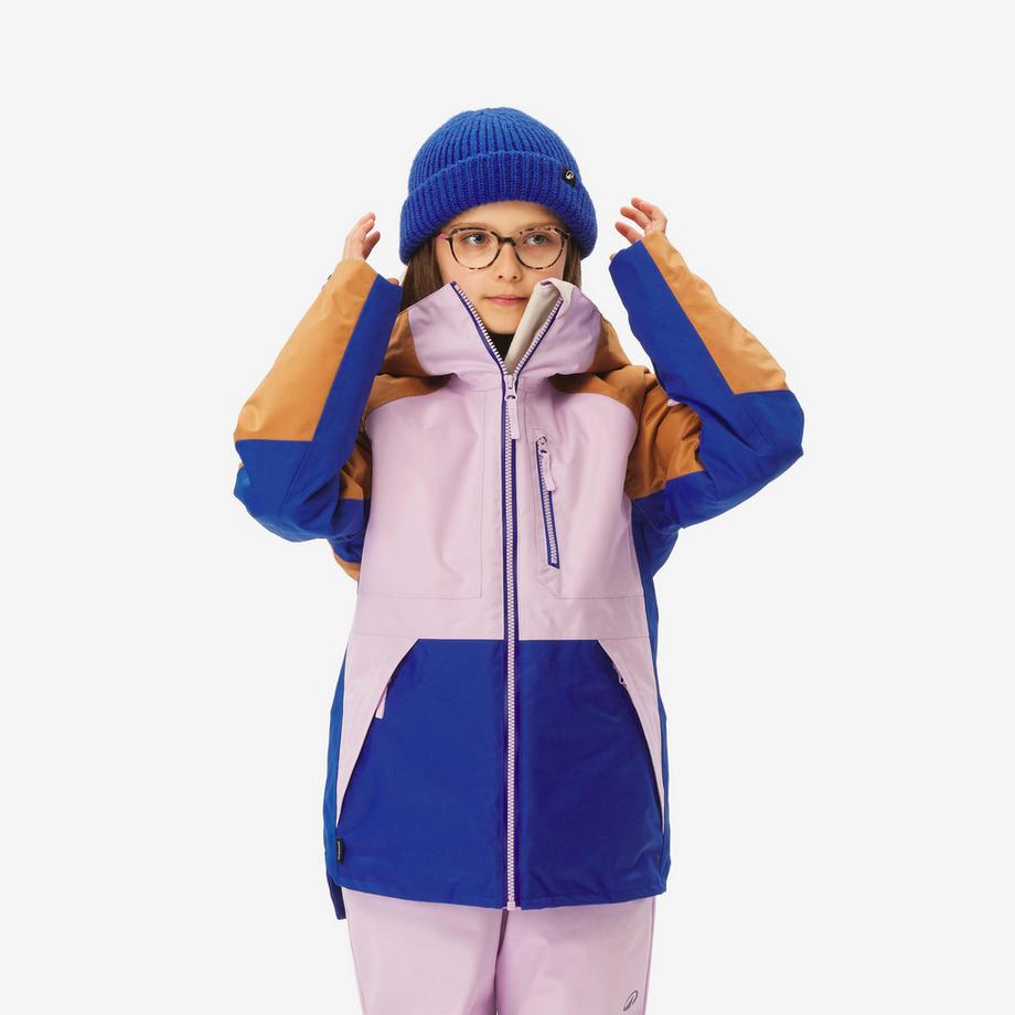 WEDZE  Veste de snowboard ziprotec enfant 6-10 ans, SNB500 tricolore 