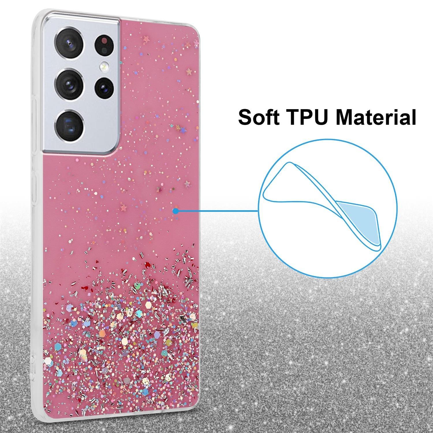 Cadorabo  Hülle für Samsung Galaxy S21 ULTRA TPU Silikon mit funkelnden Glitter 