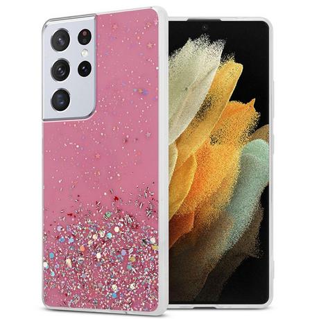 Cadorabo  Hülle für Samsung Galaxy S21 ULTRA TPU Silikon mit funkelnden Glitter 