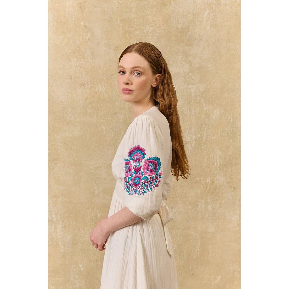 Louise-Misha AURELIA Langes Kleid mit bestickten kurzen Ärmeln  