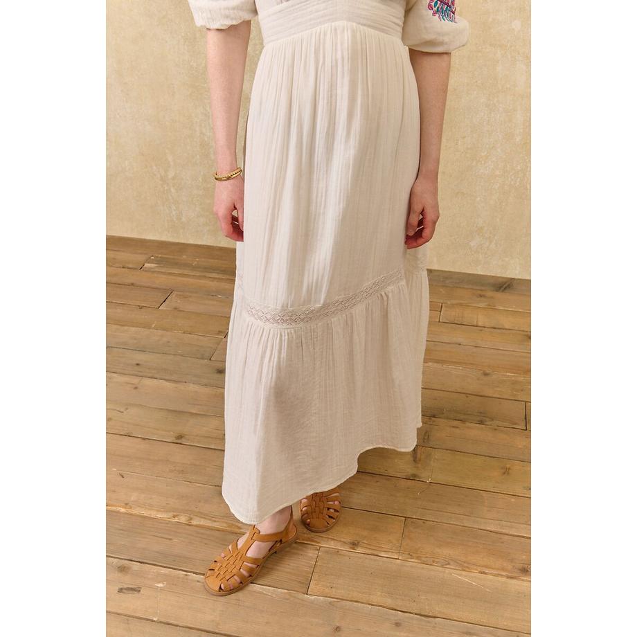 Louise-Misha AURELIA Langes Kleid mit bestickten kurzen Ärmeln  