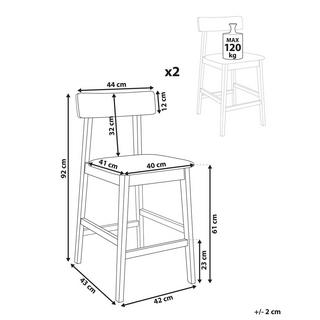 Beliani Set di 2 sedie alte en Legno di caucciù Retrò ISANTI  