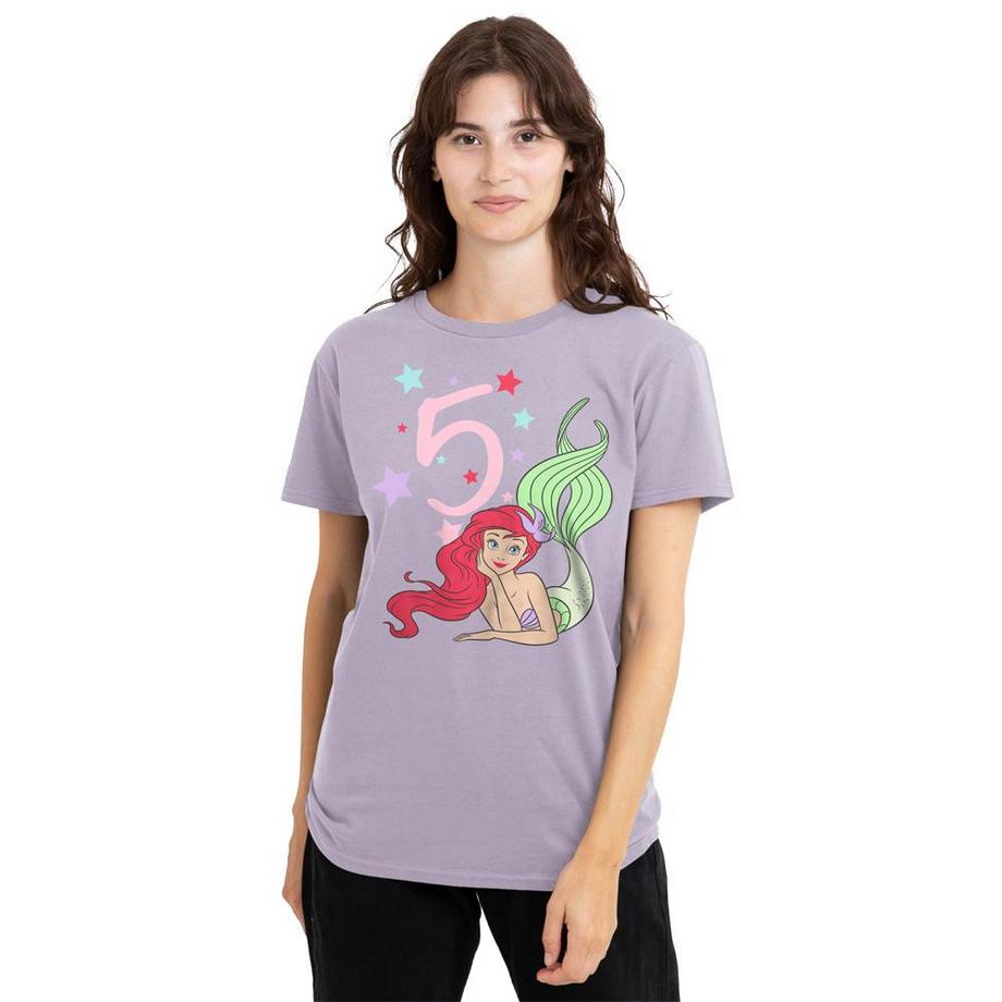 The Little Mermaid T-Shirt 5e Anniversaire avec Motif Ariel  