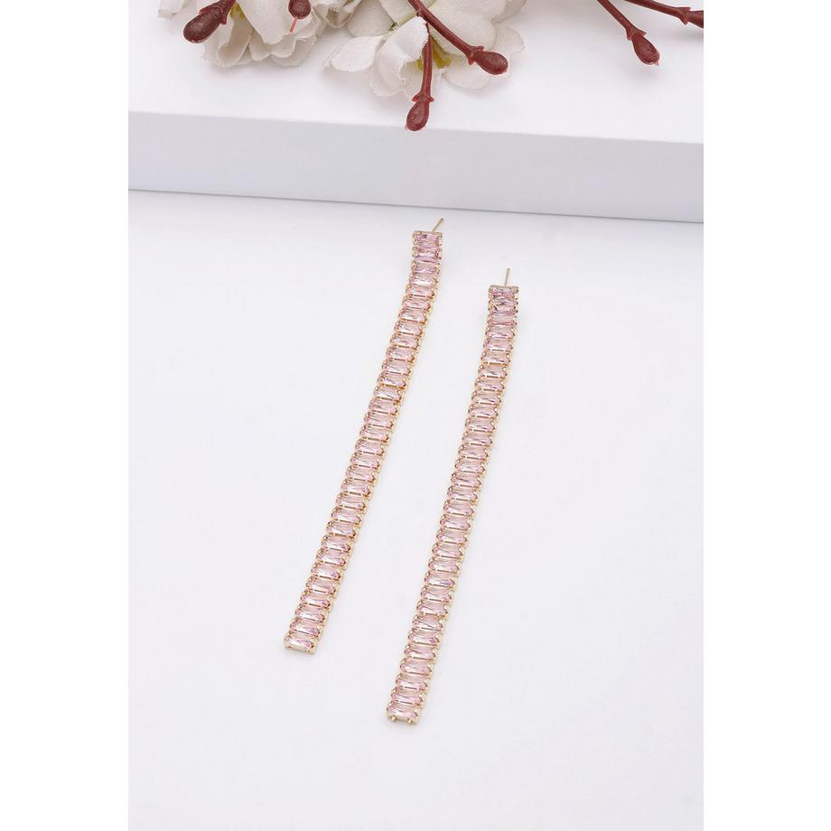 AVANT-GARDE PARIS  Rosa Lange Lineare Ohrringe 