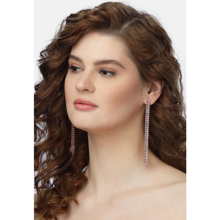 AVANT-GARDE PARIS  Rosa Lange Lineare Ohrringe 