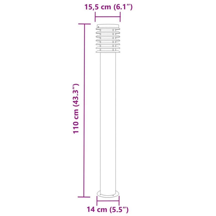 VidaXL lampada da terra per esterni Acciaio inossidabile  
