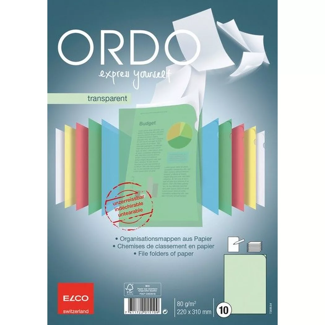 ELCO Sichtmappe Ordo A4 73696.64 transparent, grün 10 Stück