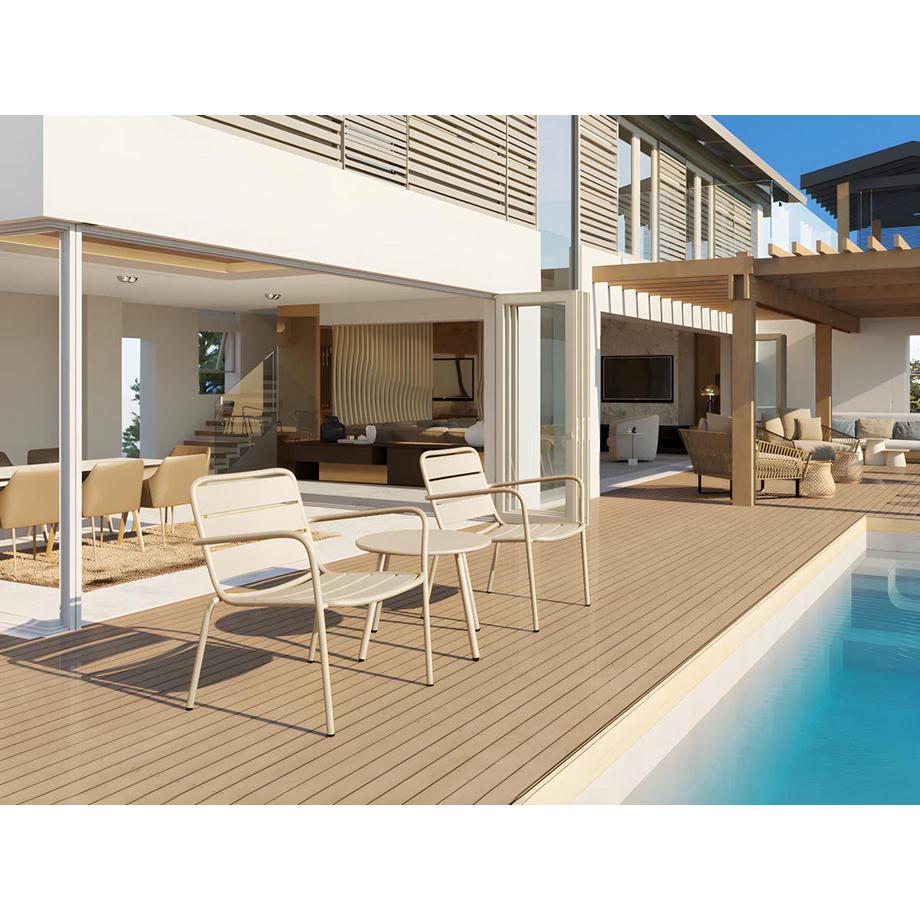 Vente-unique Table d'appoint de jardin en métal - Beige - MIRMANDE de MYLIA  