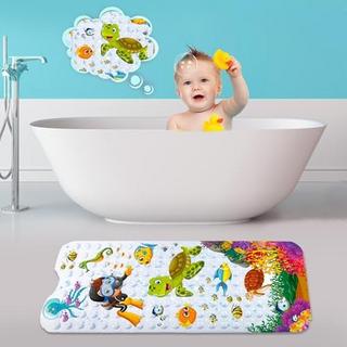 Activity-board Tapis de bain pour enfants dessin animé anti-dérapant bébé tapis de bain Extra Long anti-dérapant avec ventouses trous de vidange  