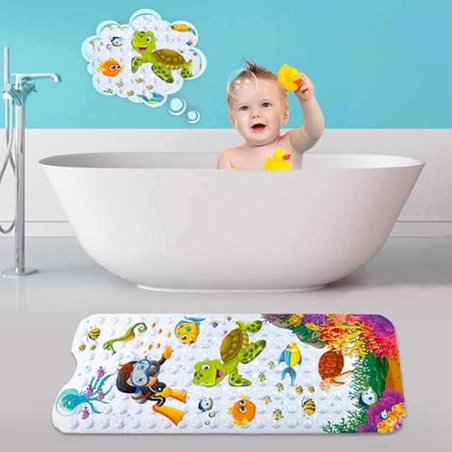 Activity-board Badematte für Kinder Cartoon Anti-Rutsch-Baby-Badematte Extra lange Anti-Rutsch mit Saugnäpfen  