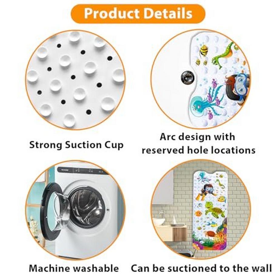 Activity-board Badematte für Kinder Cartoon Anti-Rutsch-Baby-Badematte Extra lange Anti-Rutsch mit Saugnäpfen  