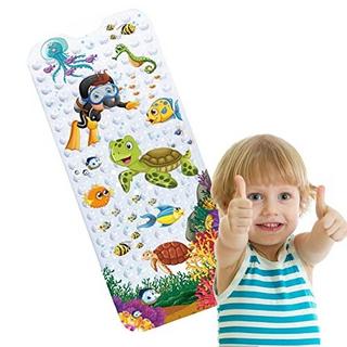 Activity-board Tapis de bain pour enfants dessin animé anti-dérapant bébé tapis de bain Extra Long anti-dérapant avec ventouses trous de vidange  