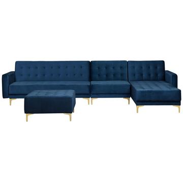 Ecksofa mit Ottomane aus Samtstoff Modern ABERDEEN