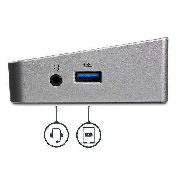 STARTECH.COM  Station d'Accueil USB 3.0 à 3 Écrans avec 2x 4K DisplayPort et HDMI - Hub USB-A à 5 Ports (1x Fast-Charge), Audio 3,5 mm, GbE - Docking Station Universelle USB Type-A pour PC Portable, Win/MacOS 